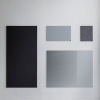 Set of five panels in black, light gray, dark gray, and a textured gray pattern. Sleek, modern design elements.