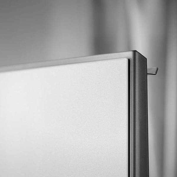 Sleek silver surface with a subtle matte finish, showcasing modern design without patterns or embellishments.