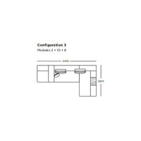 "Illustration of modular furniture configuration with neutral tones and simple geometric lines."