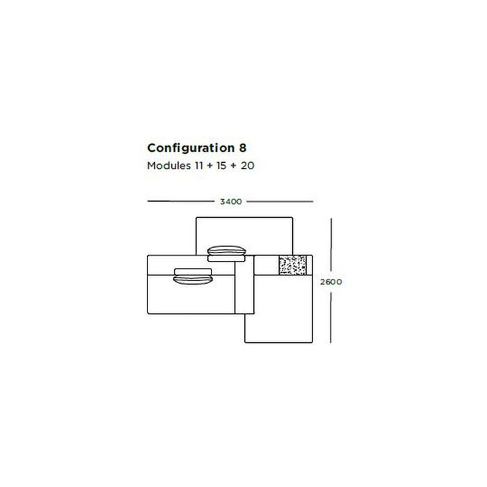 Diagram of furniture configuration with sleek lines and minimalistic design in neutral tones. Ideal for modern spaces.