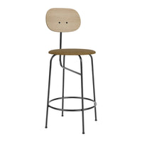 Natural wood finish with black metal legs, featuring a minimalist design and smooth curves. Perfect for modern spaces.