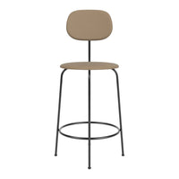 Stylish bar stool in soft beige with a minimalist design and black metal legs. Perfect for modern interiors.