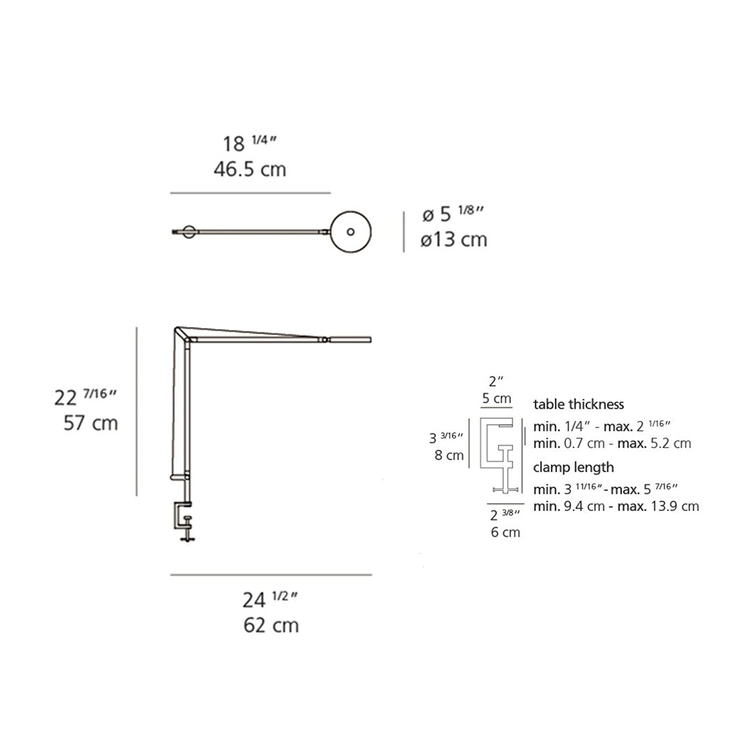 Sleek silver table lamp with a minimalist design, featuring a round shade and adjustable arm, ideal for modern decor.