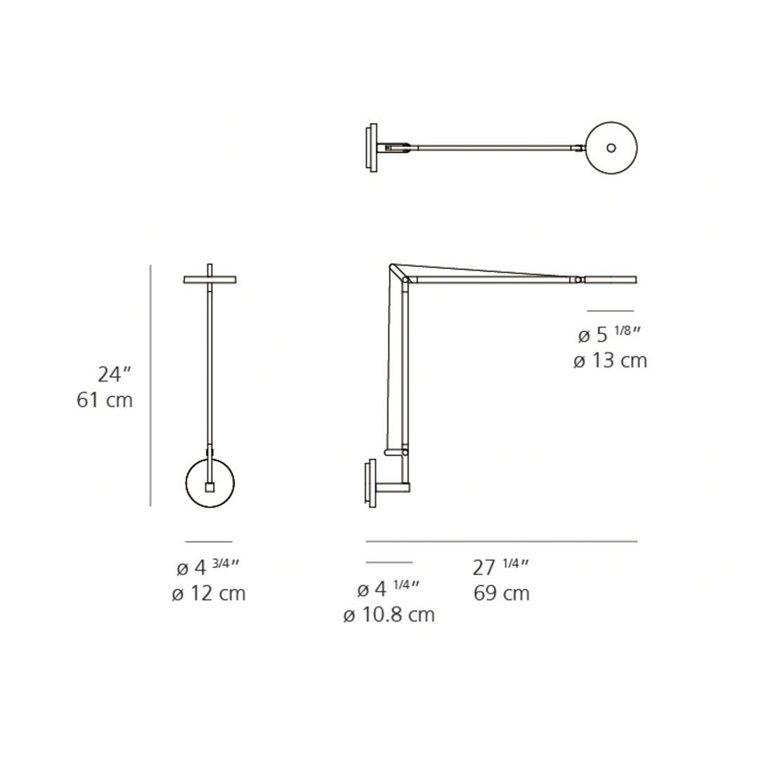 Minimalist line drawing in black and white showcasing sleek, modern light fixture dimensions and design details.