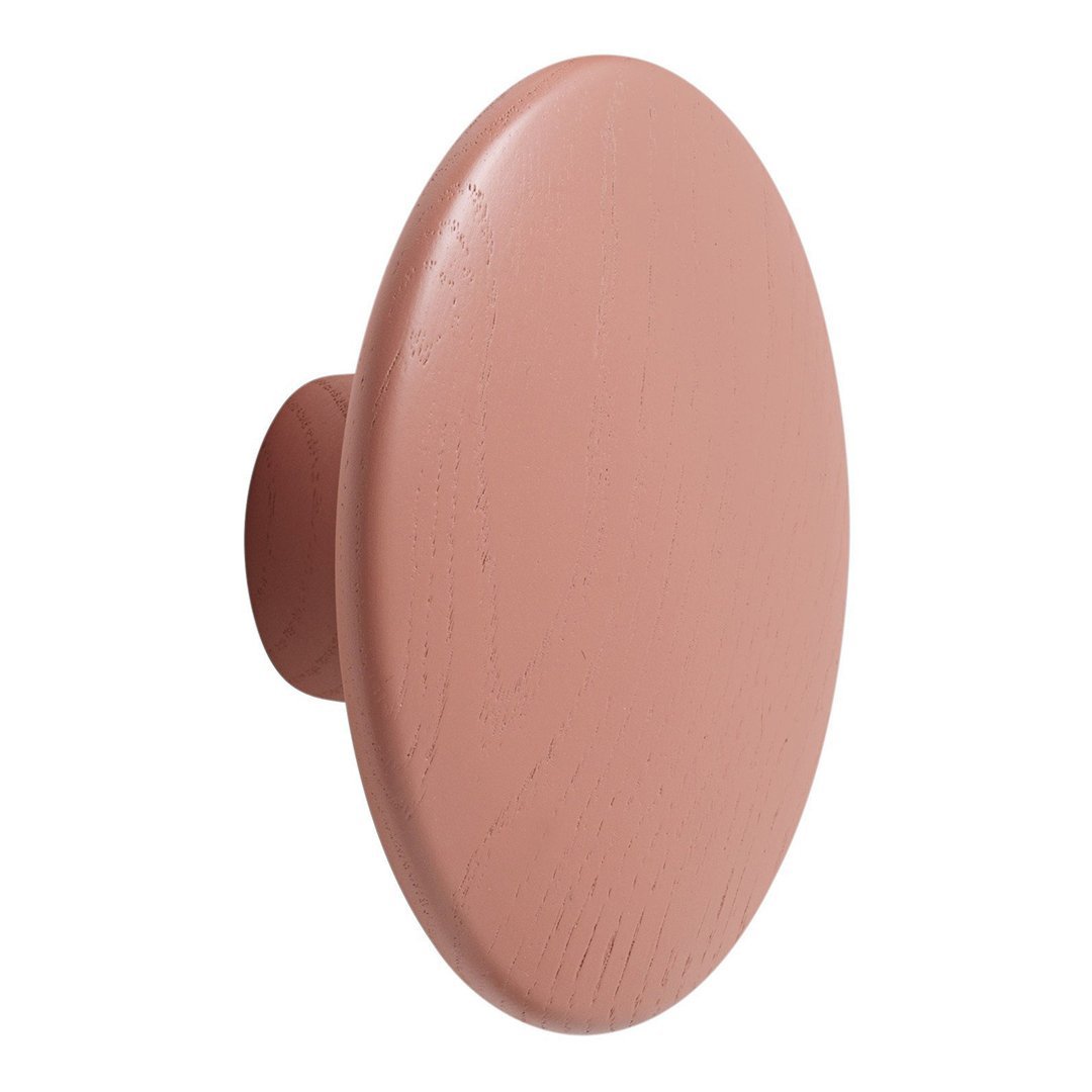 Round wooden wall hook in soft terracotta color with a smooth matte finish. Ideal for stylish home organization.