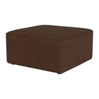 Brown square ottoman with a smooth, solid texture, perfect for any modern living space.