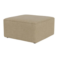 Beige square ottoman with a textured fabric surface, perfect for modern decor.