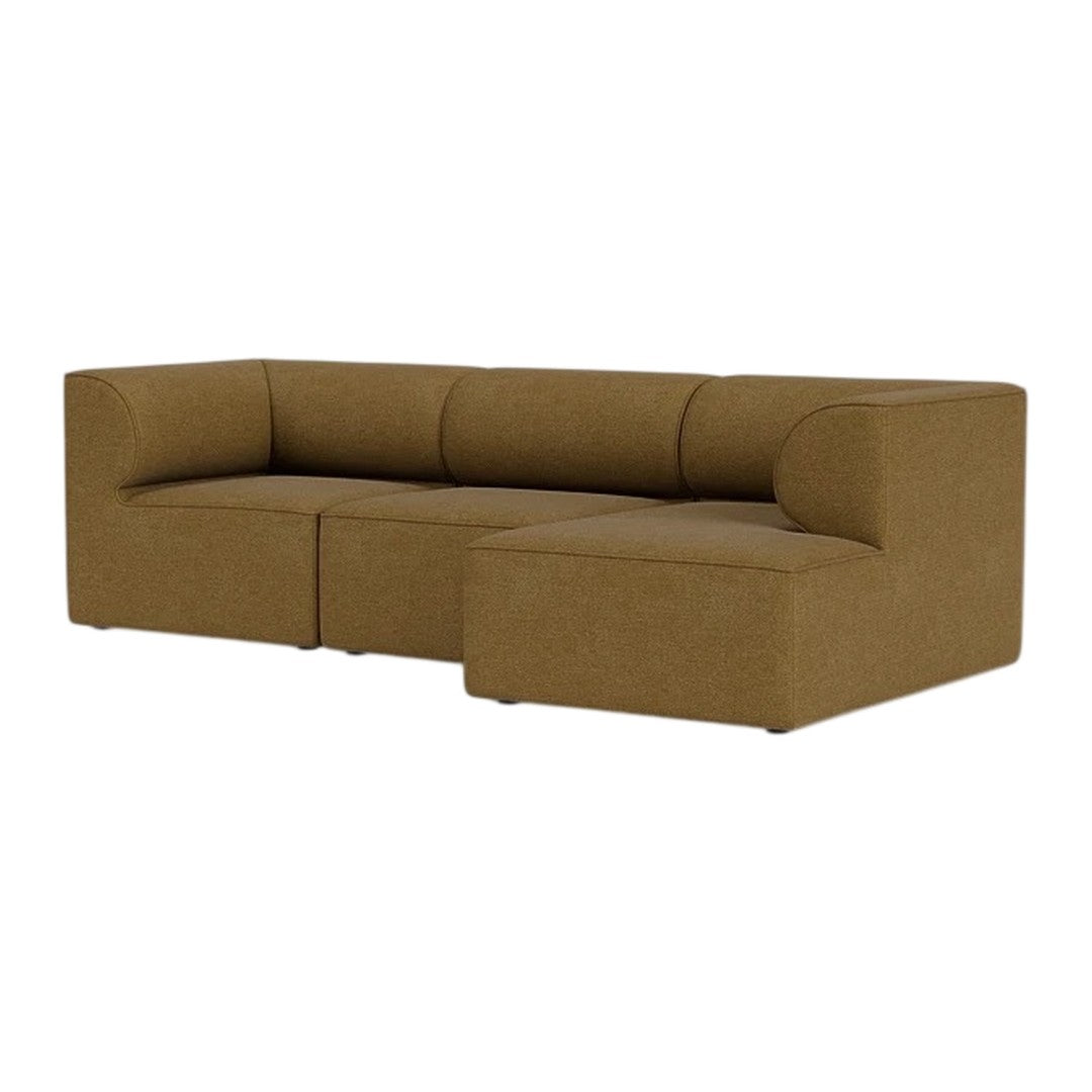 Brown textured sectional sofa with clean lines and geometric shape, perfect for modern living spaces.