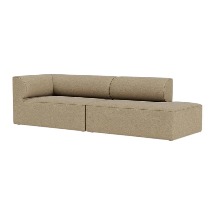 Modern tan sectional sofa with a sleek design and smooth texture, perfect for stylish living spaces.