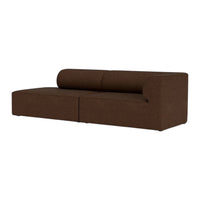 Brown fabric sectional sofa with smooth, minimalist design and rounded backrest, ideal for modern interiors.
