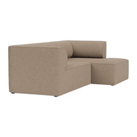 Beige fabric sectional couch with a textured pattern, ideal for modern living spaces.