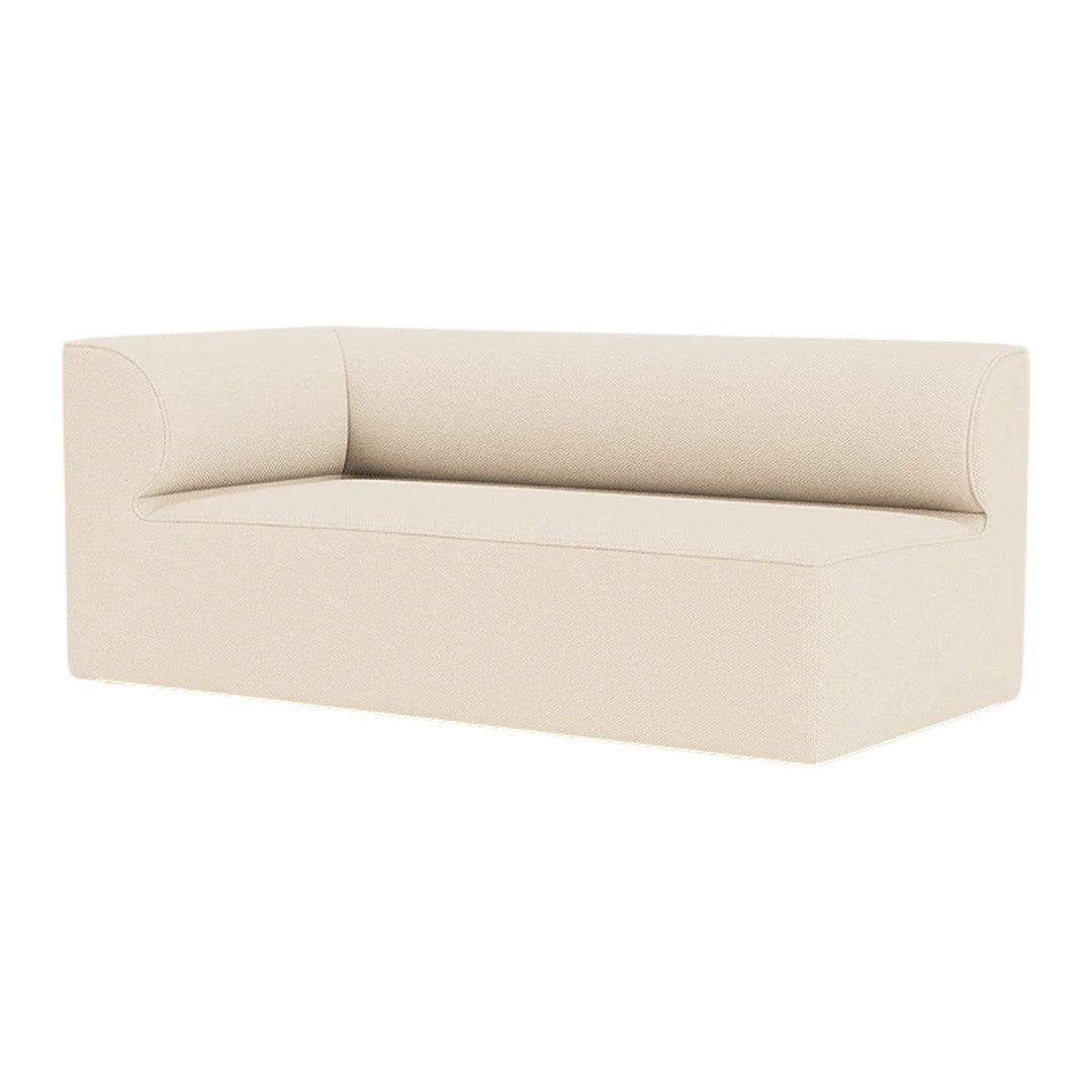 Gray modern fabric sofa with a minimalist design and soft rounded back for a contemporary look.