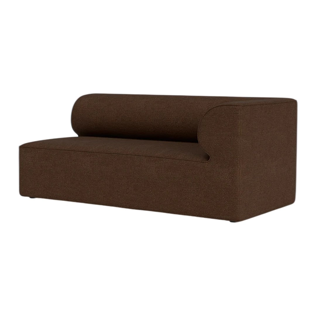 Brown upholstered sofa with a sleek, modern design and smooth, minimalist lines.