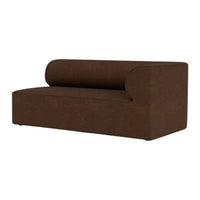 Brown upholstered sofa with a sleek, modern design and smooth, minimalist lines.