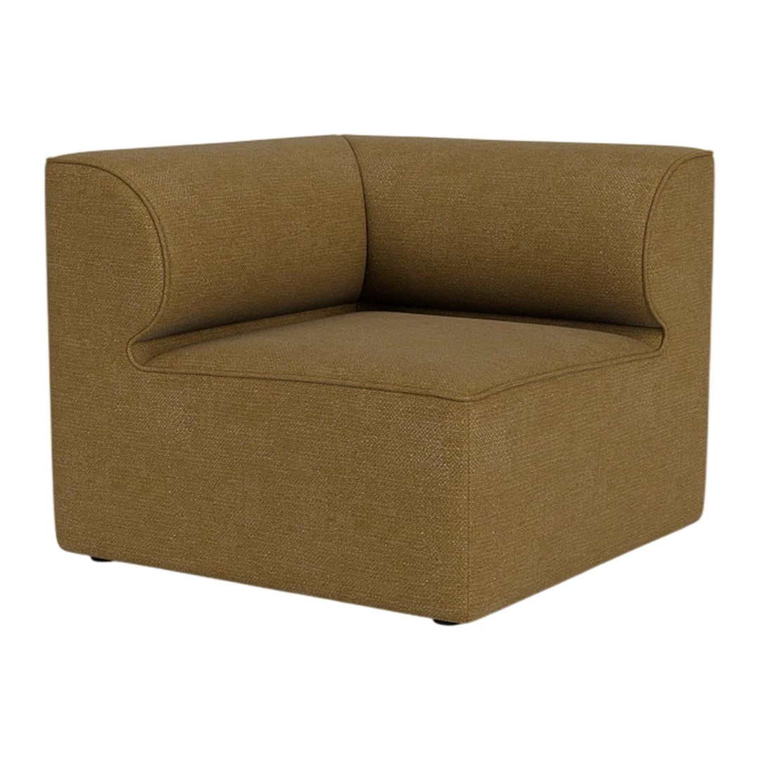 Brown fabric armchair with a smooth texture and minimalist design, featuring a simple, modern silhouette.