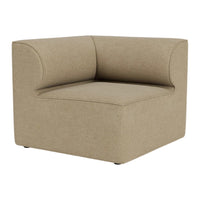 Beige modular sofa chair with smooth, textured fabric and minimalist design. Perfect for modern decor.
