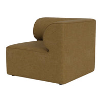 Brown textured accent chair with a sleek, modern design and curved back for stylish comfort.