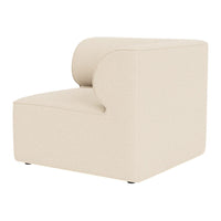 Olive green curved accent chair with a smooth, modern design and solid fabric texture. Perfect for contemporary decor.