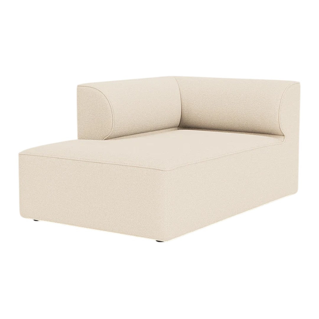 Brown fabric chaise lounge with a smooth texture and a modern, minimalistic design.