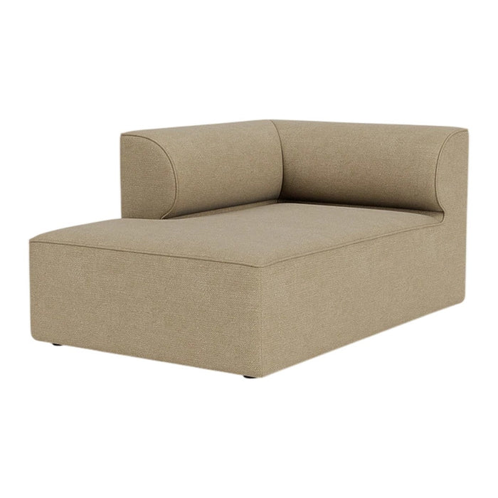 Beige upholstered chaise lounge with clean lines and minimalist design, perfect for modern interiors.