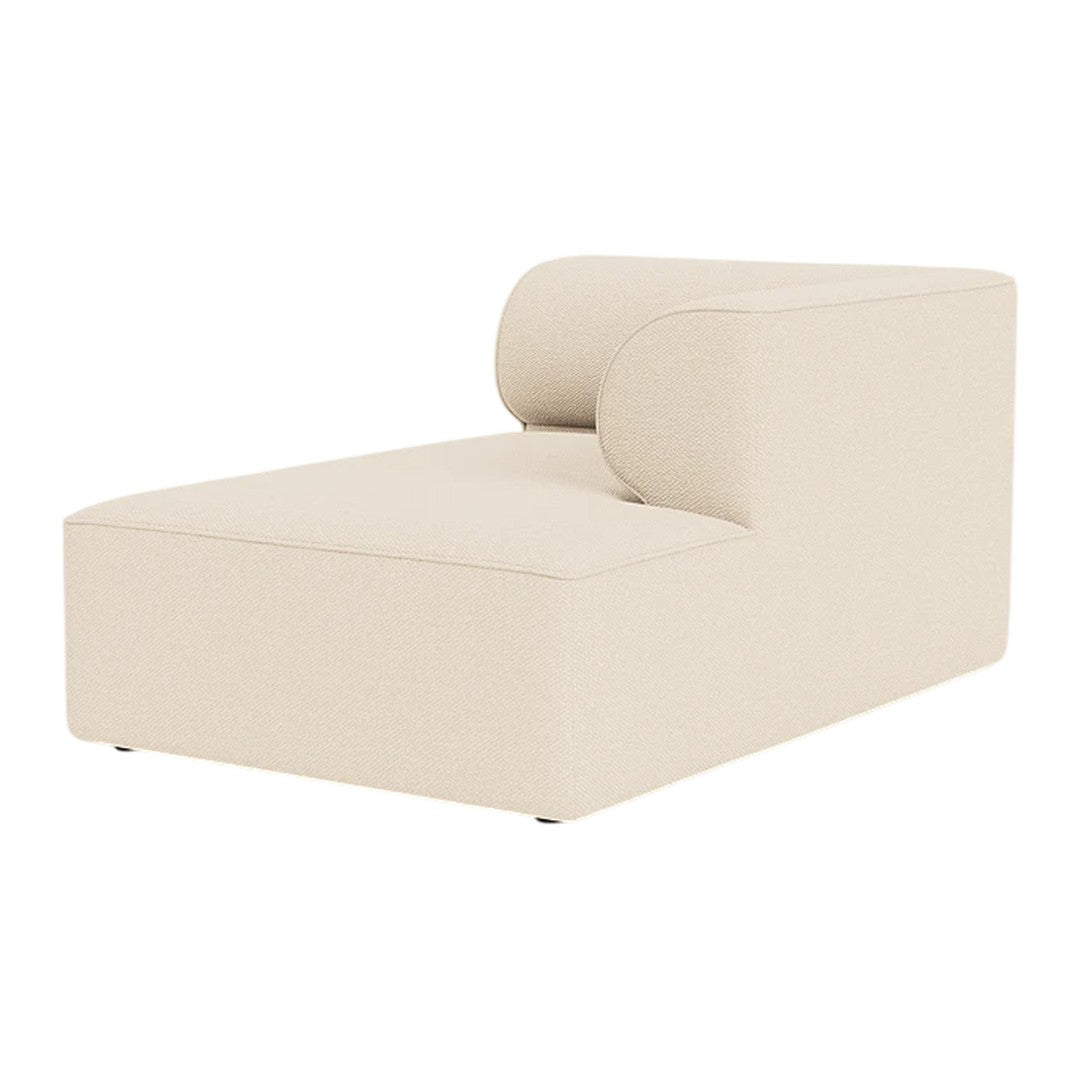 Brown upholstered chaise lounge with a textured finish and modern design. Ideal for contemporary interiors.