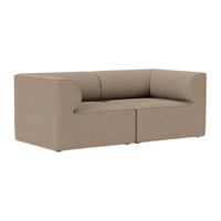 Gray modern sofa with a minimalist design and smooth fabric finish. Features soft, rounded edges and simple lines.