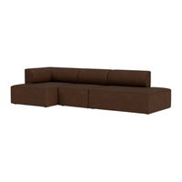 Brown modern sectional sofa with a sleek, minimalist design and clean lines for contemporary living spaces.