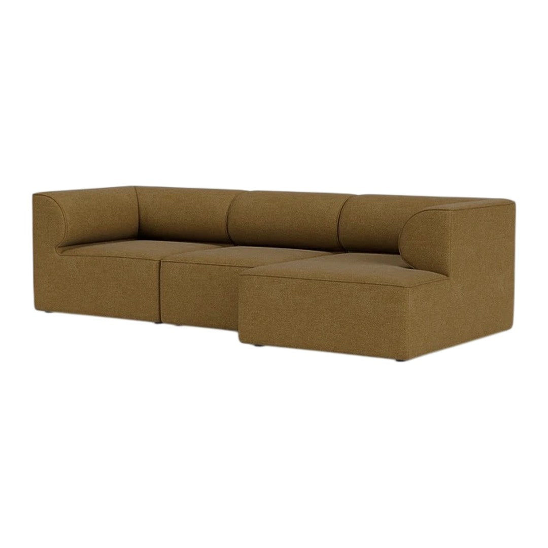 Brown modular sofa with a smooth, textured fabric and minimalist design. Perfect for modern living spaces.