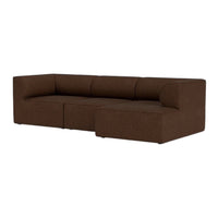 Brown textured sectional sofa with a modern design and clean lines, perfect for contemporary living spaces.