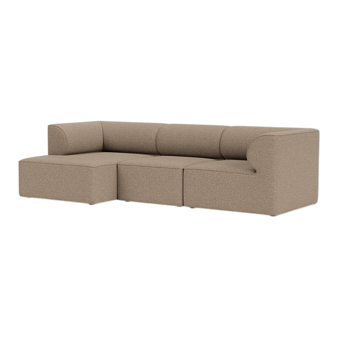 Beige sectional sofa with a textured fabric and clean, modern lines, perfect for contemporary living spaces.