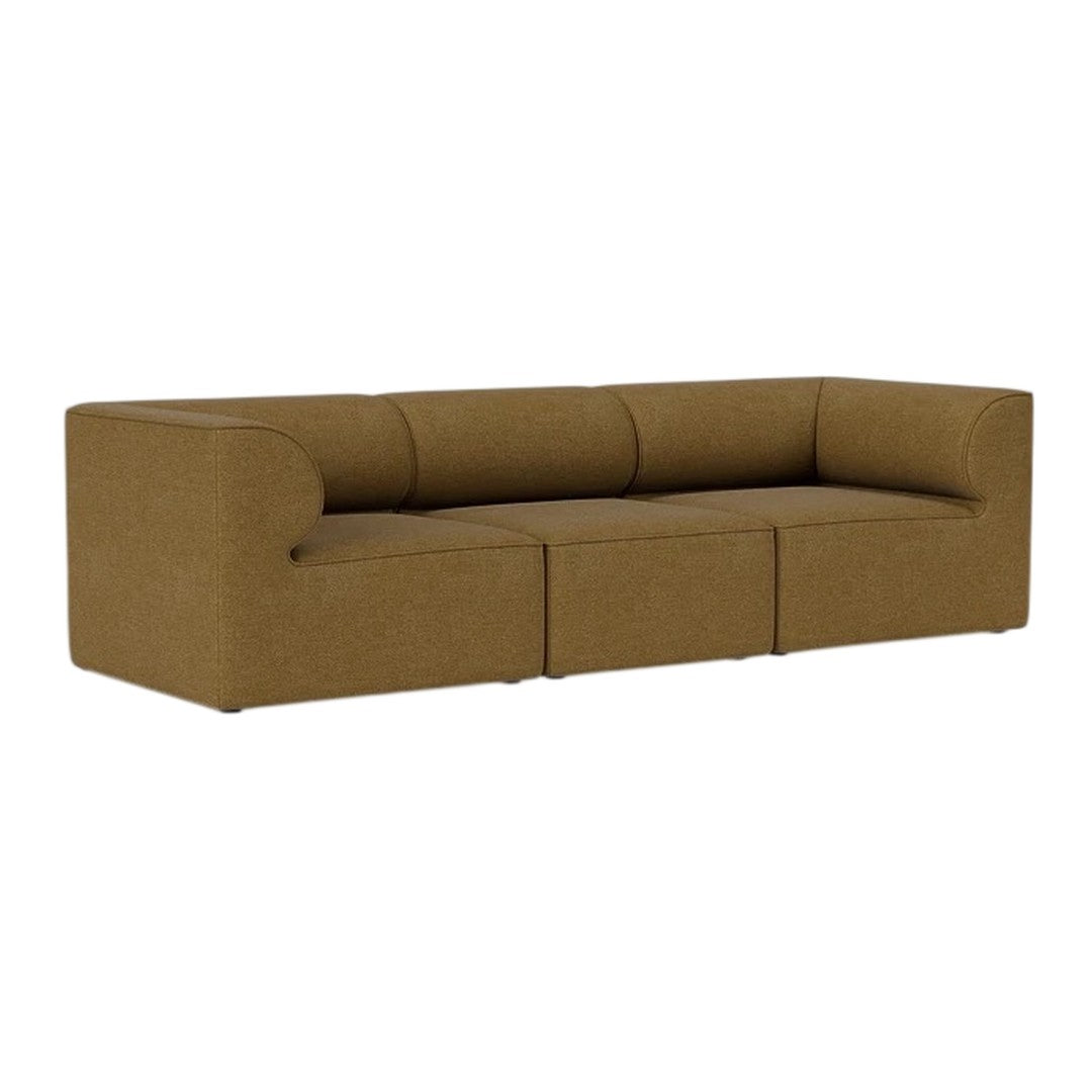 Square brown sectional sofa with a textured fabric, featuring a minimalist design and clean lines.