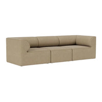 Beige modular sofa with a smooth, textured fabric and minimalist design, featuring clean lines and no visible patterns.