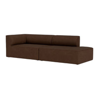 Dark brown sectional sofa with a sleek, minimalist design and subtle textured fabric. Perfect for modern interiors.
