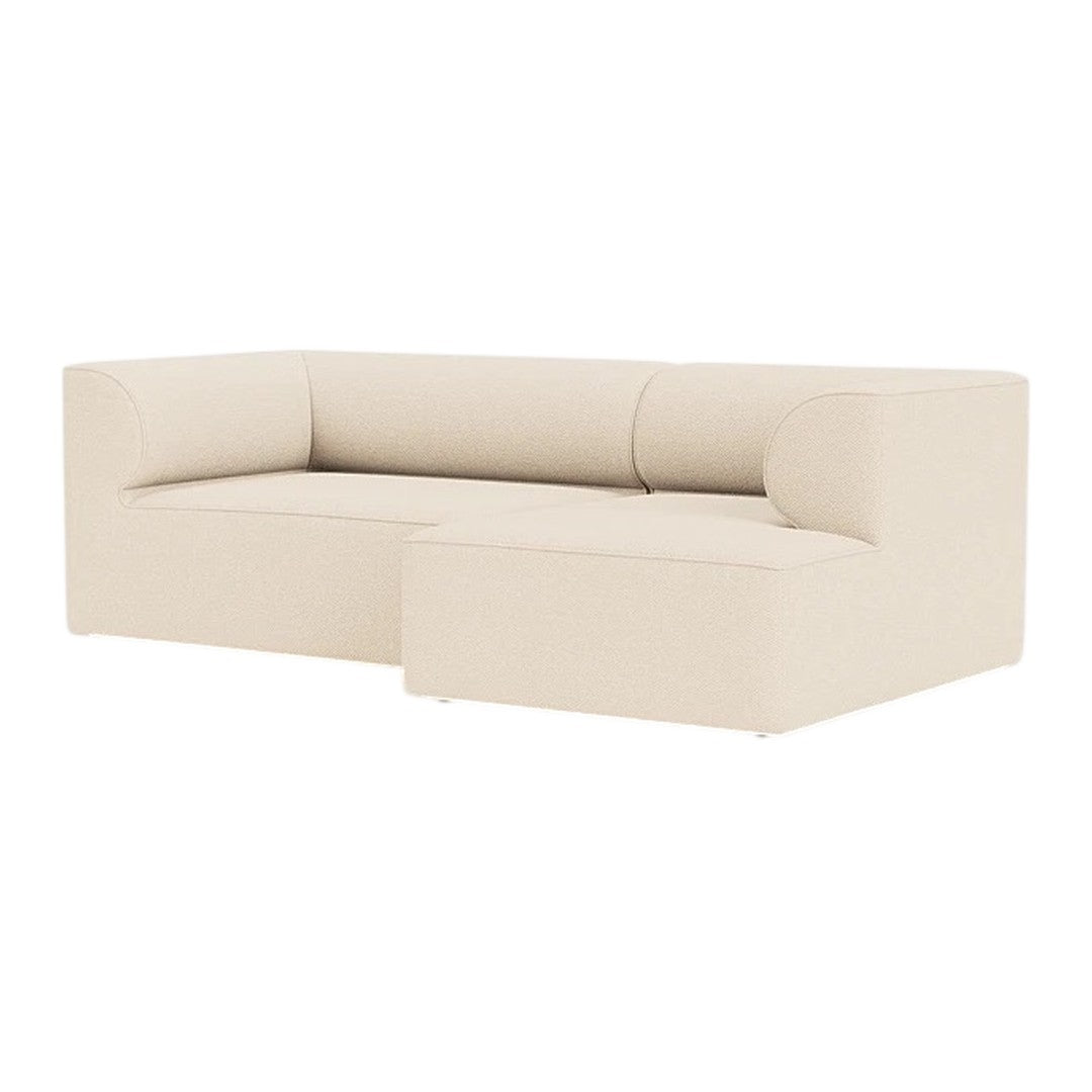 Beige minimalist sofa with a modern, clean design and smooth, upholstered fabric.