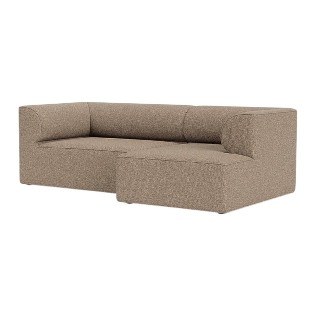 Beige sectional sofa with a modern, minimalist design and textured fabric. Ideal for contemporary living spaces.