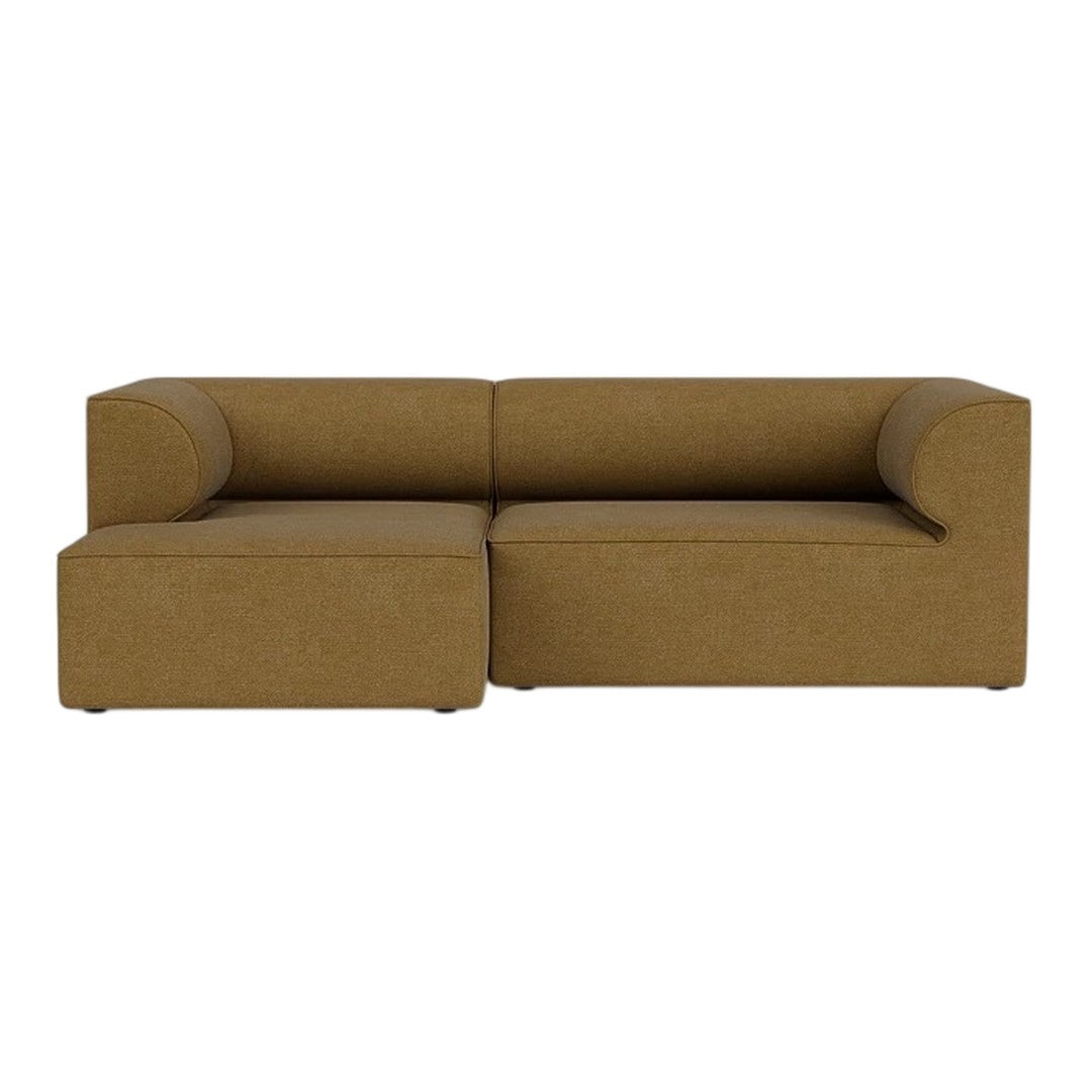 Brown sectional sofa with a modern design and smooth, textured upholstery. Perfect for contemporary living spaces.