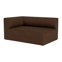 Brown upholstered modular sofa with a minimalist design and smooth texture, perfect for modern living spaces.