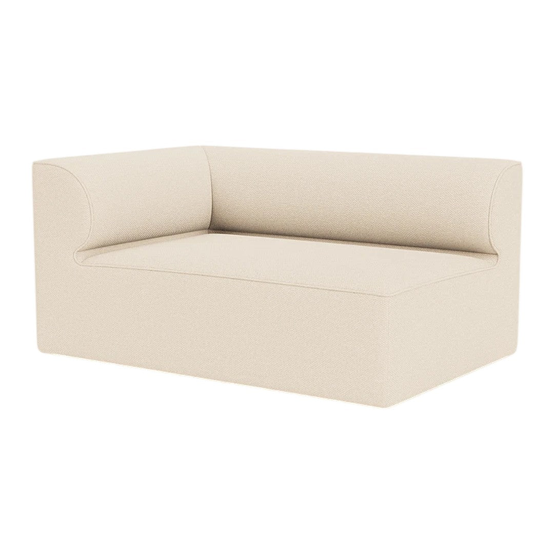 Beige minimalistic sofa with clean lines and a smooth, solid fabric surface. Perfect for modern living spaces.