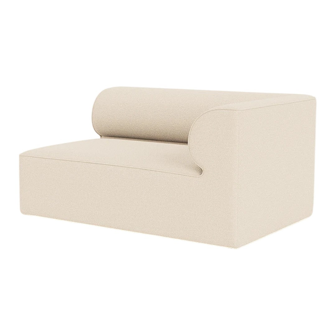 Gray upholstered corner sofa with a minimalist design and soft texture. Perfect for modern living spaces.