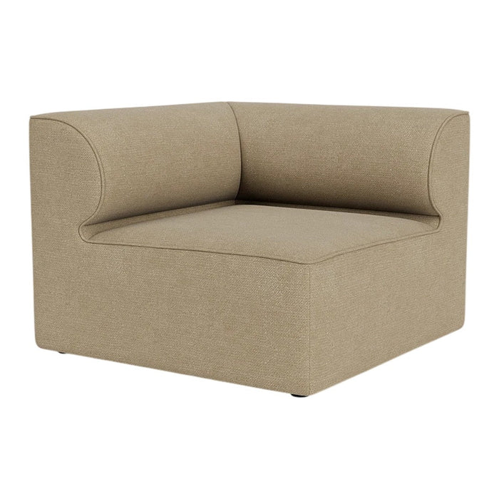 Beige corner chair with a smooth, minimalist design and texture for modern living spaces.