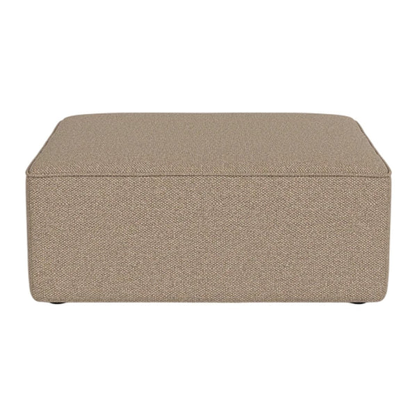 Beige rectangular ottoman with a subtle textured pattern, perfect for modern home decor.