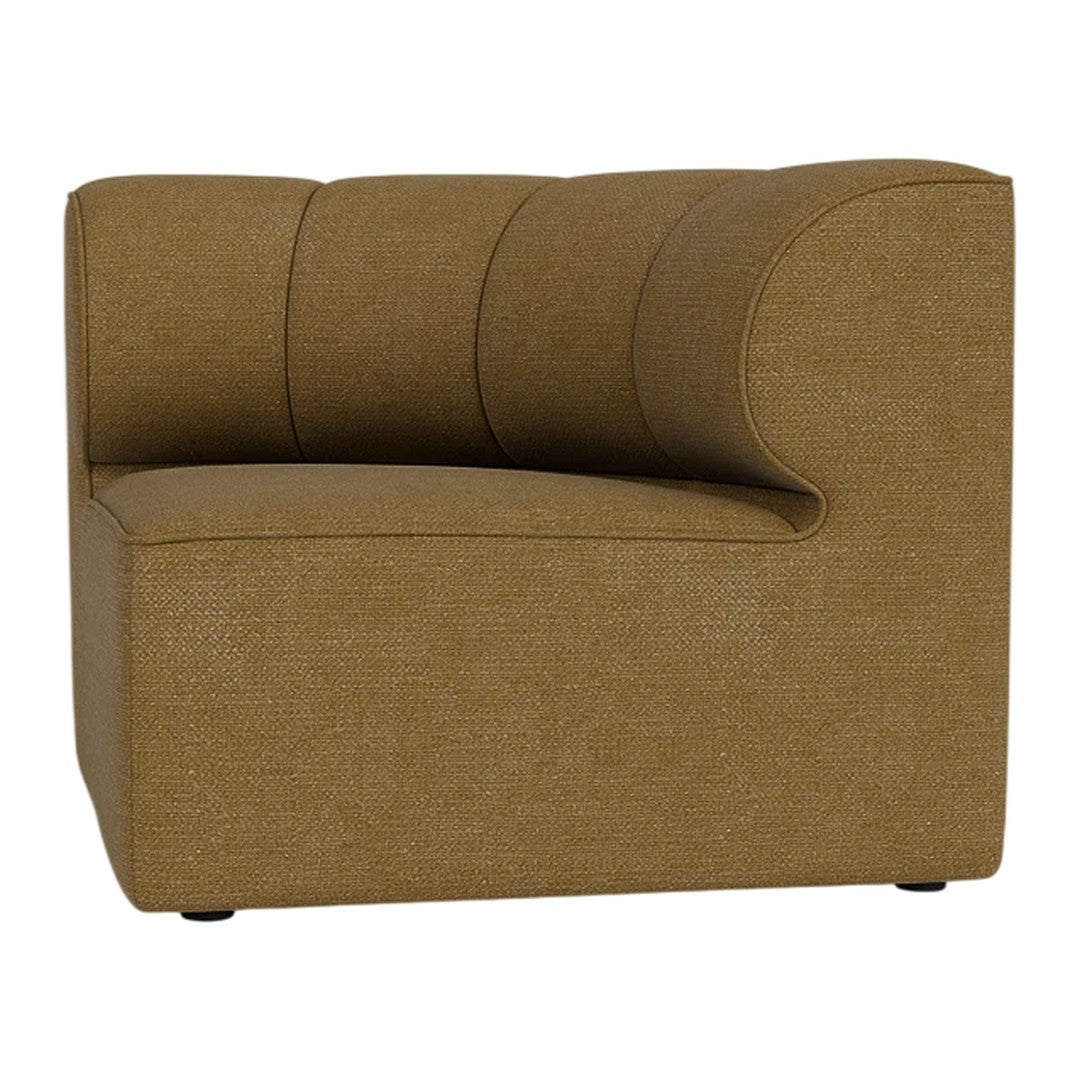 Textured mustard yellow upholstery with curved design and subtle stitch detailing. Perfect for modern interiors.