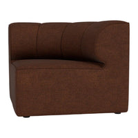 Brown upholstered chair with a sleek curved design and subtle textured pattern. Perfect for modern interiors.