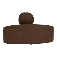 Brown textured ottoman with a round backrest, featuring a simple modern design and smooth finish.