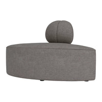 Stylish gray accent chair featuring a smooth, modern design with a rounded backrest and soft texture.