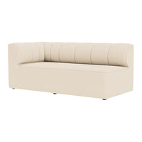 Beige channel-stitched sofa with a modern minimalist design and seamless edges. Ideal for contemporary interiors.