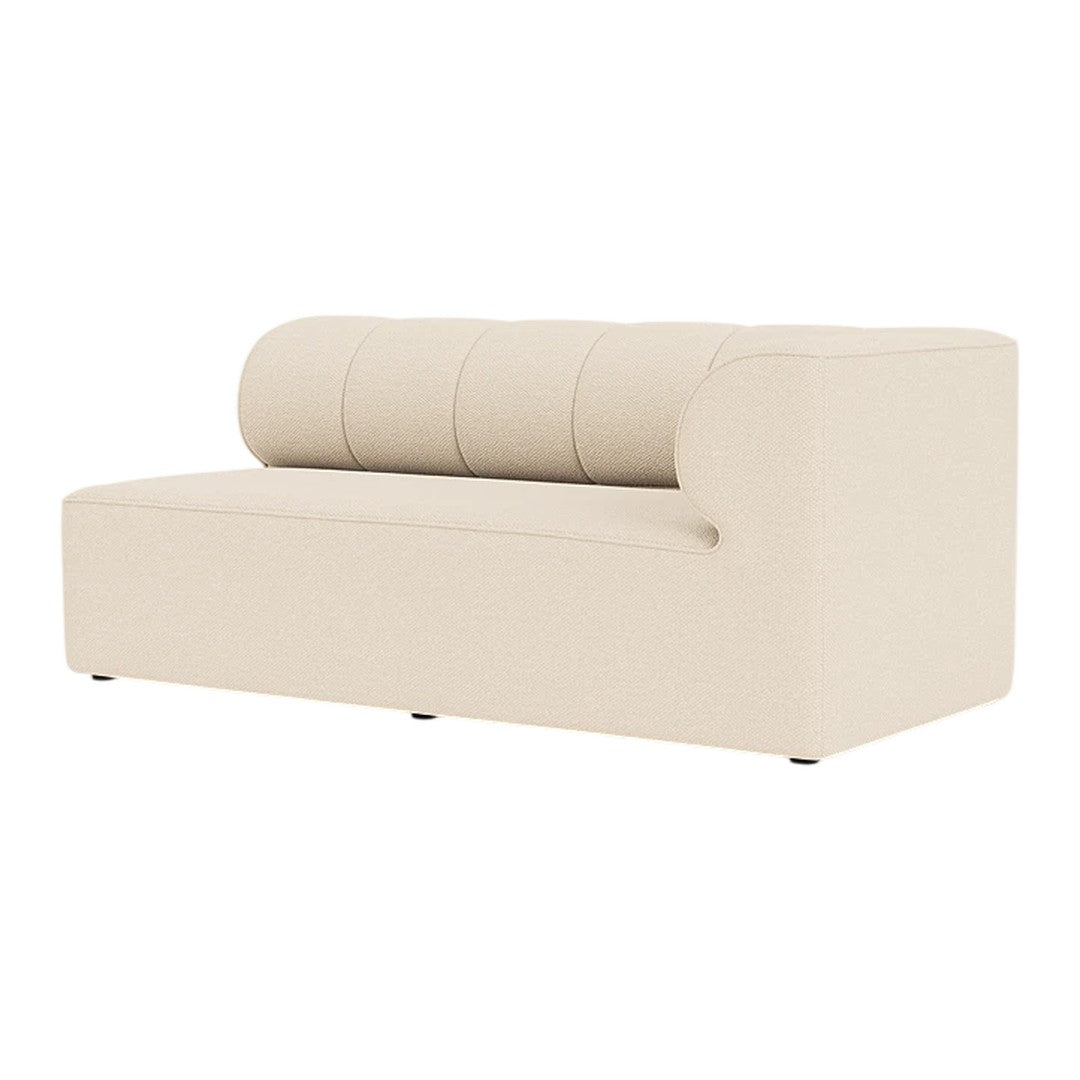 Beige upholstered sofa with a smooth texture and three horizontal seams for added style. Perfect for modern decor.