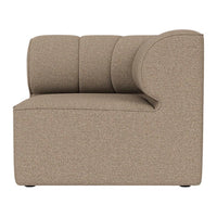 Beige upholstered modular sofa with soft, textured fabric and rounded armrest design. Perfect for stylish living spaces.