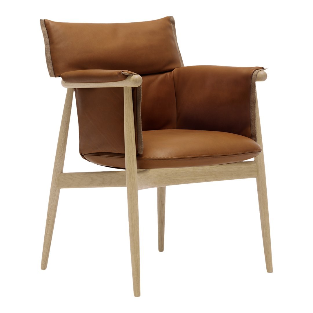 Carl Hansen | E005 Embrace Armchair - White oiled oak - Carl Hansen – 301 Thor Leather (100% Semi-Aniline Leather)E005 Embrace Armchair