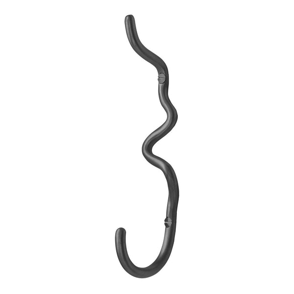 Black wavy hook with a smooth finish and sleek design, perfect for versatile hanging solutions.